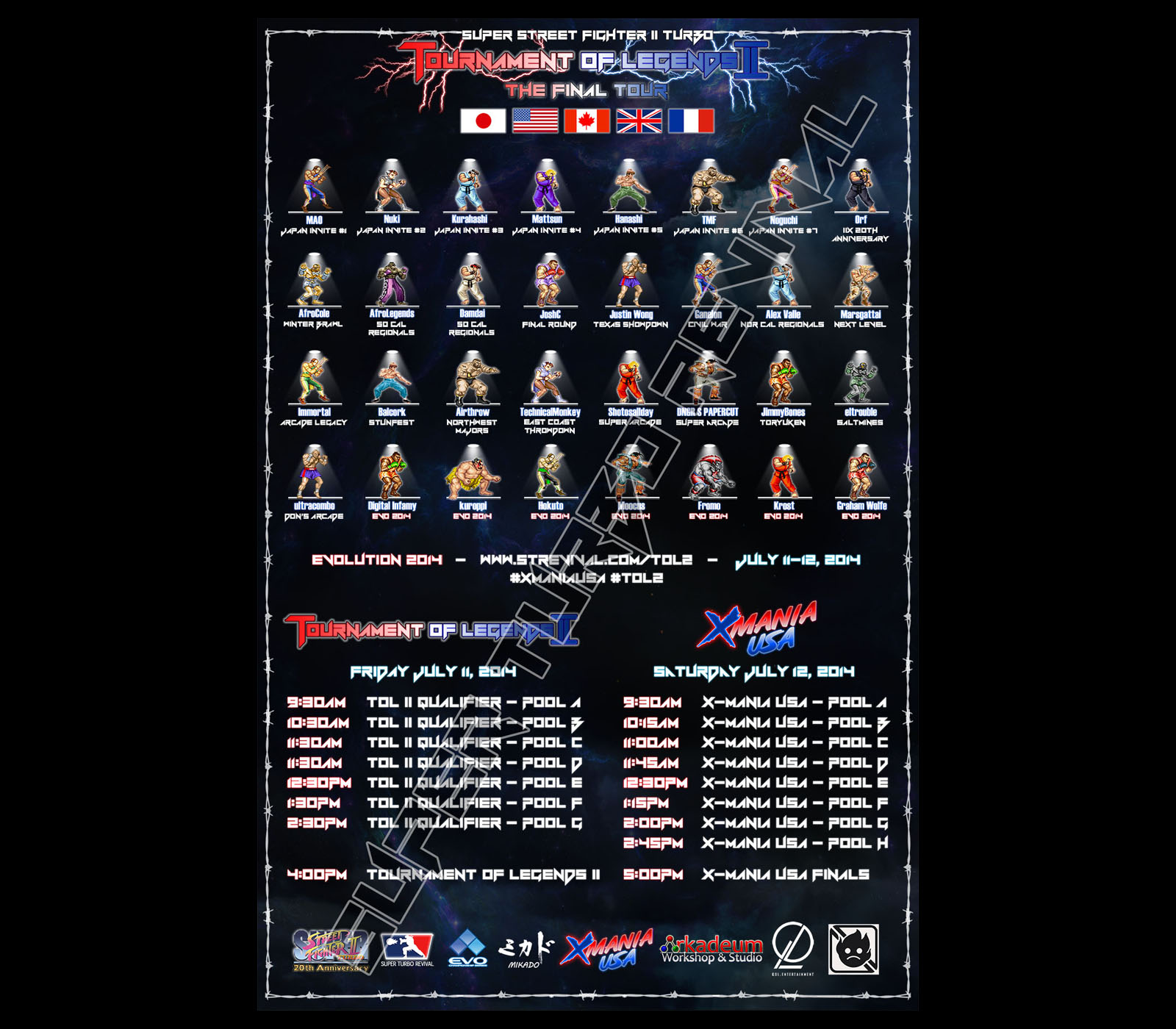 TOURNAMENT OF LEGENDS II poster. Signed posters were used to fundraise for tournament expenses.
